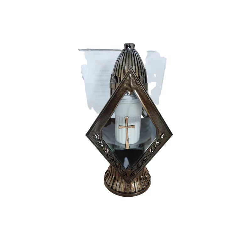 Candela mare model cruce, sticla, 30 cm, lumanare cadou