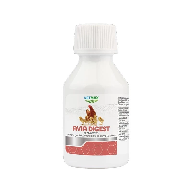 Acidifiant Vetmax Avia Digest - 100ml, Solutie Orala, Gaini si pui de carne