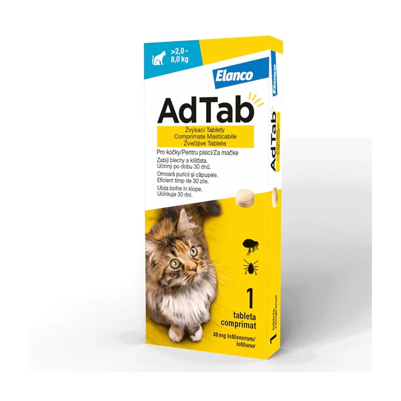 AdTab, Antiparazitar Pisici, 2-8kg, 48mg
