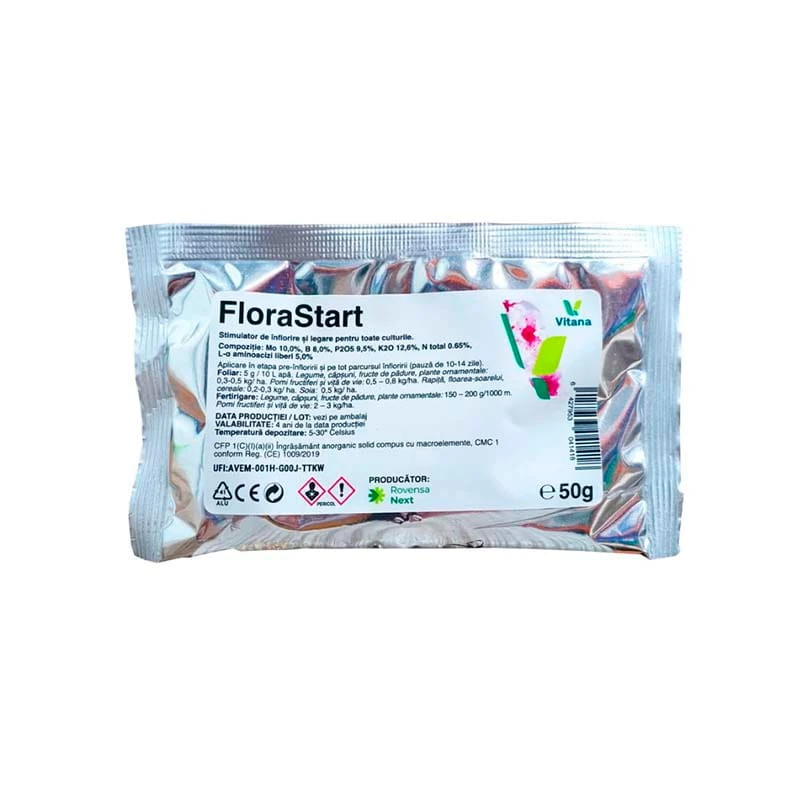 Biostimulator FLORASTART - 50g, Stimulator de inflorire si legare, Vitana