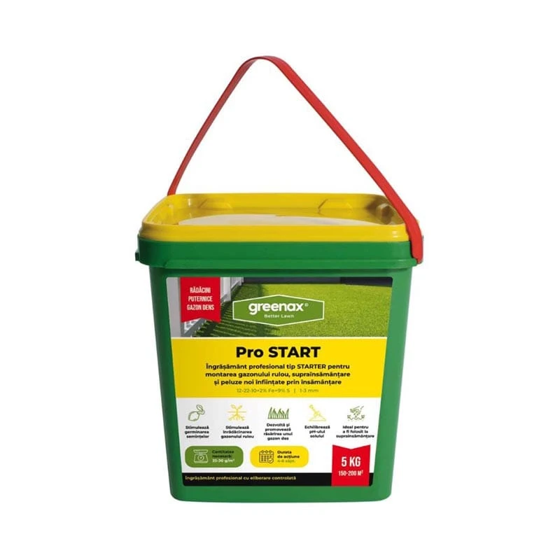 Ingrasamant profesional gazon Greenax PRO START - 5kg, 12-22-10, Starter