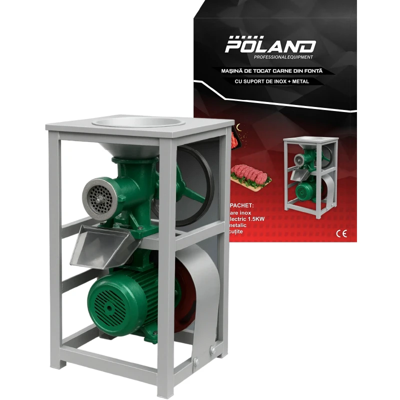 Masina tocat carne din fonta cu suport inox si metal