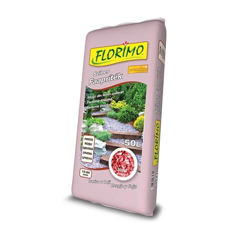Mulci decorativ din lemn, Florimo, Rosu, 50 Litri