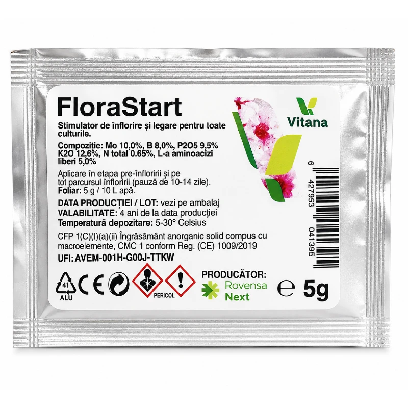 Stimulator de inflorire si legare -FLORASTART 5g, Vitana, Molibden, Bor, Fosfor