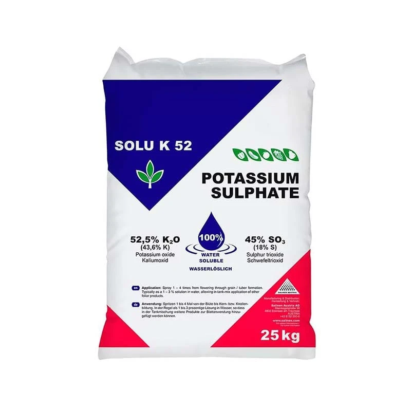 Sulfat de potasiu SOLU K 52 - 25kg, Sulf si Potasiu, Hidrosolubil